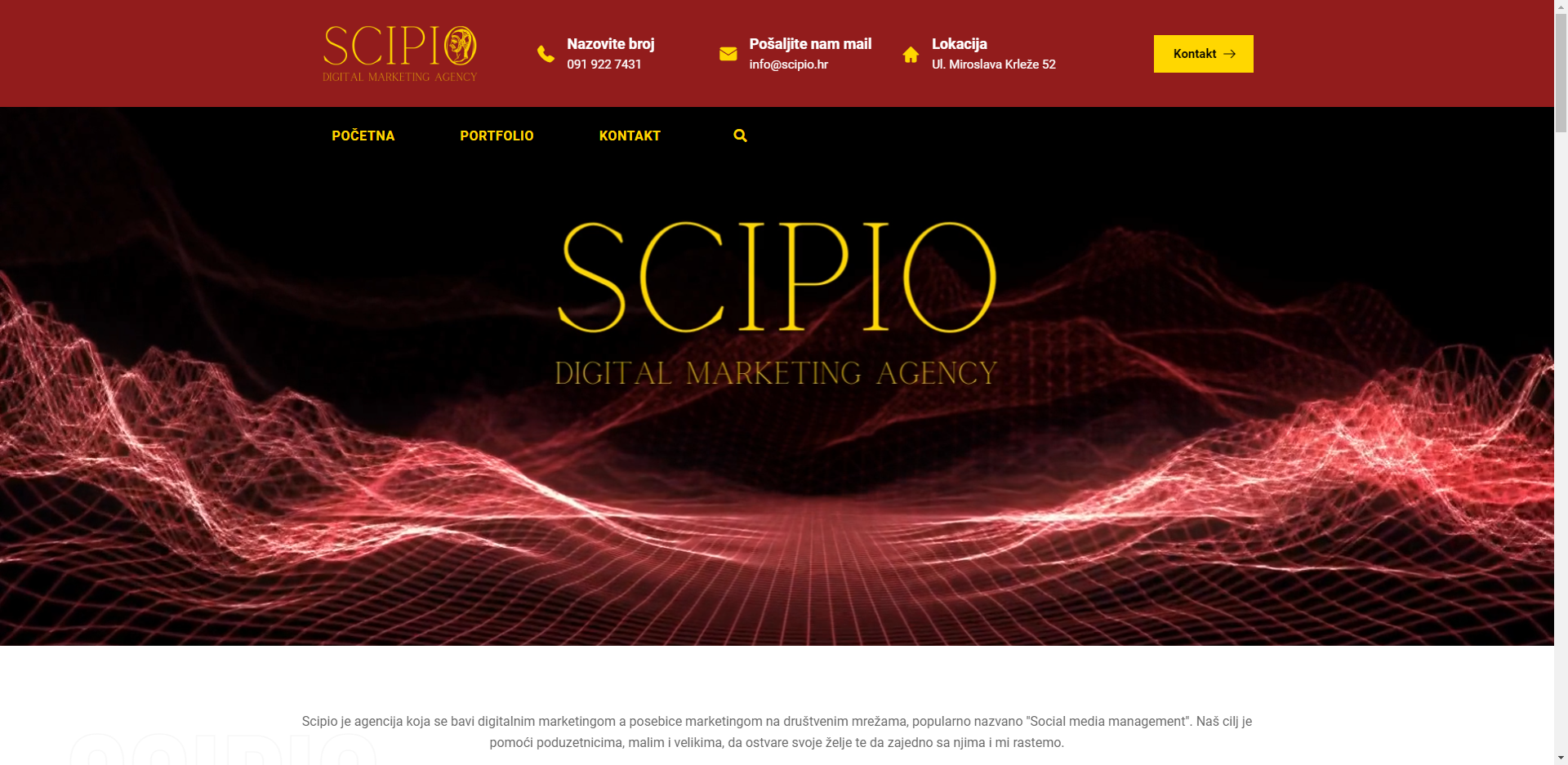 Web stranica za digitalnu agenciju Scipio